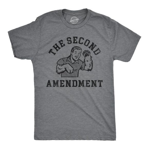 Mens The Second Amendment T Shirt Funny Bear Arms Pun Joke Tee for Guys - Picture 1 of 4